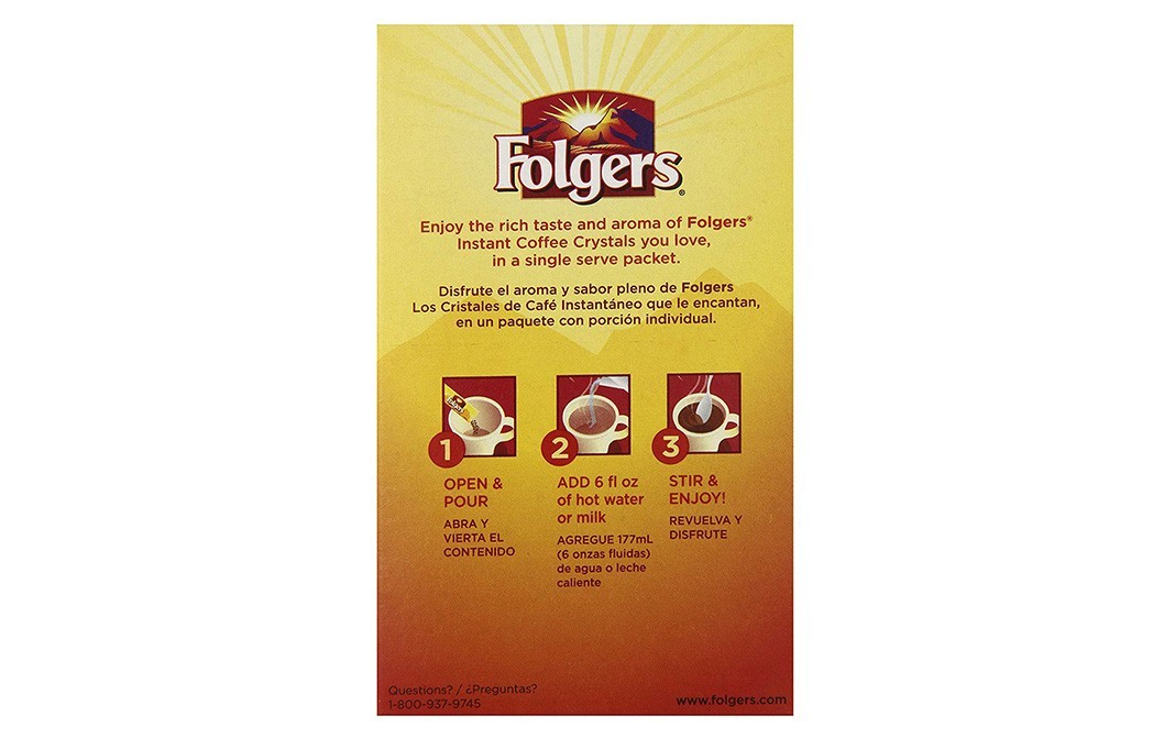 Folgers Classic Roast, Instant Coffee Crystal   Box  14 grams